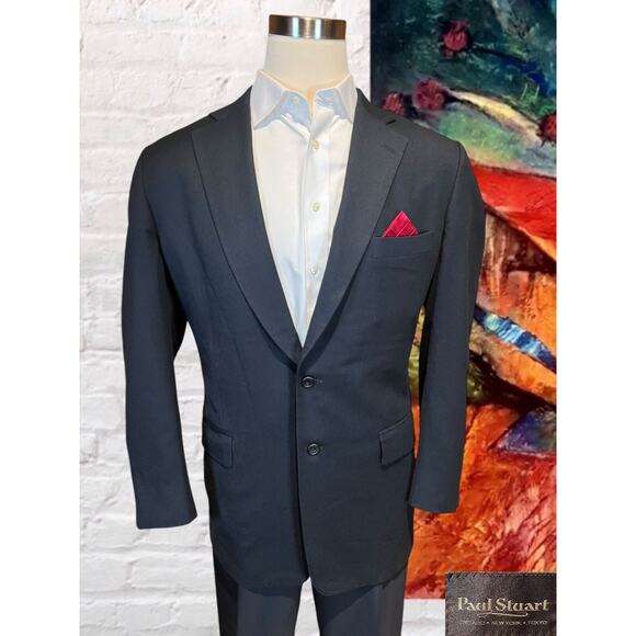 Paul Stuart Mens 42L Navy Blue Flannel Finish Super 100s Blazer Sport Jacket - Picture 6 of 16